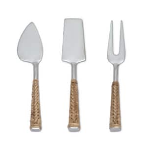 Cheese Knife Set with Rattan Handles