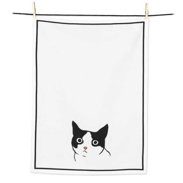 Tea Towel with Single Cat Face