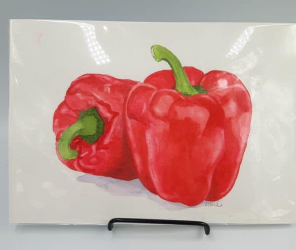 Sharon Clark Watercolour Painting of Red Peppers