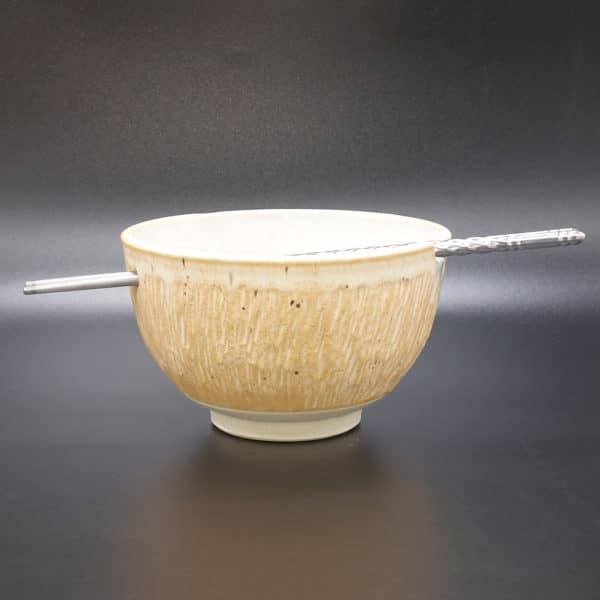Deb's Claze Noddle Bowl With Chopsticks