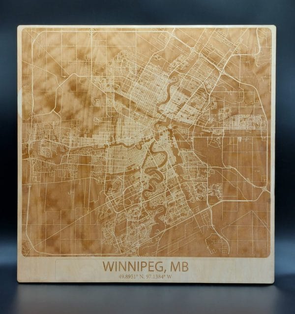 Erlenmeyer Laser Etched Map of Winnipeg
