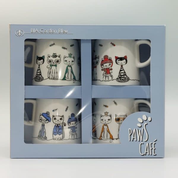 Paws Cafe Boxed Cat Mugs Set of 4