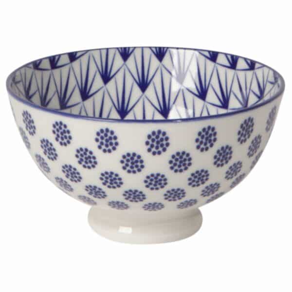 Footed Bowl Blue Dots