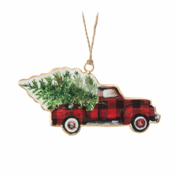 Ornament Plaid Truck With Tree