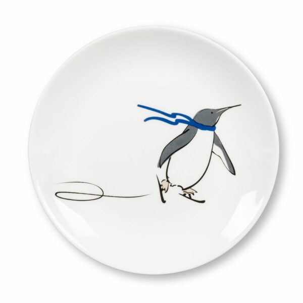 Appetizer Plate With Skating Penguin