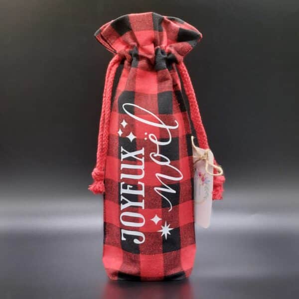 Amour Creations' Joyeux Noel Plaid Wine Bottle Bag