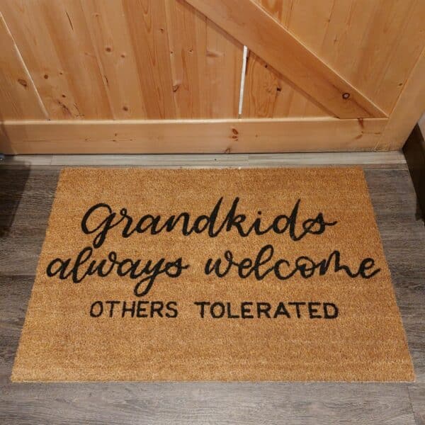 Prairie Home Lettering Grandkids Always Welcome Doormat