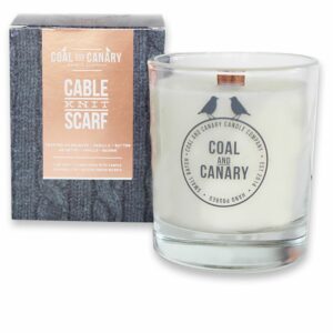 Coal and Canary Cable Knit Scarf Candle